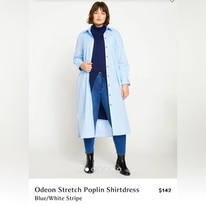 Universal Standard Odeon Stretch Poplin Shirtdress Blue Stripe Large 22-24 NWT